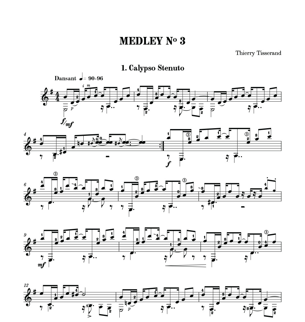 Medley n° 3 - Guitare - TISSERAND - Partition - Guitare
