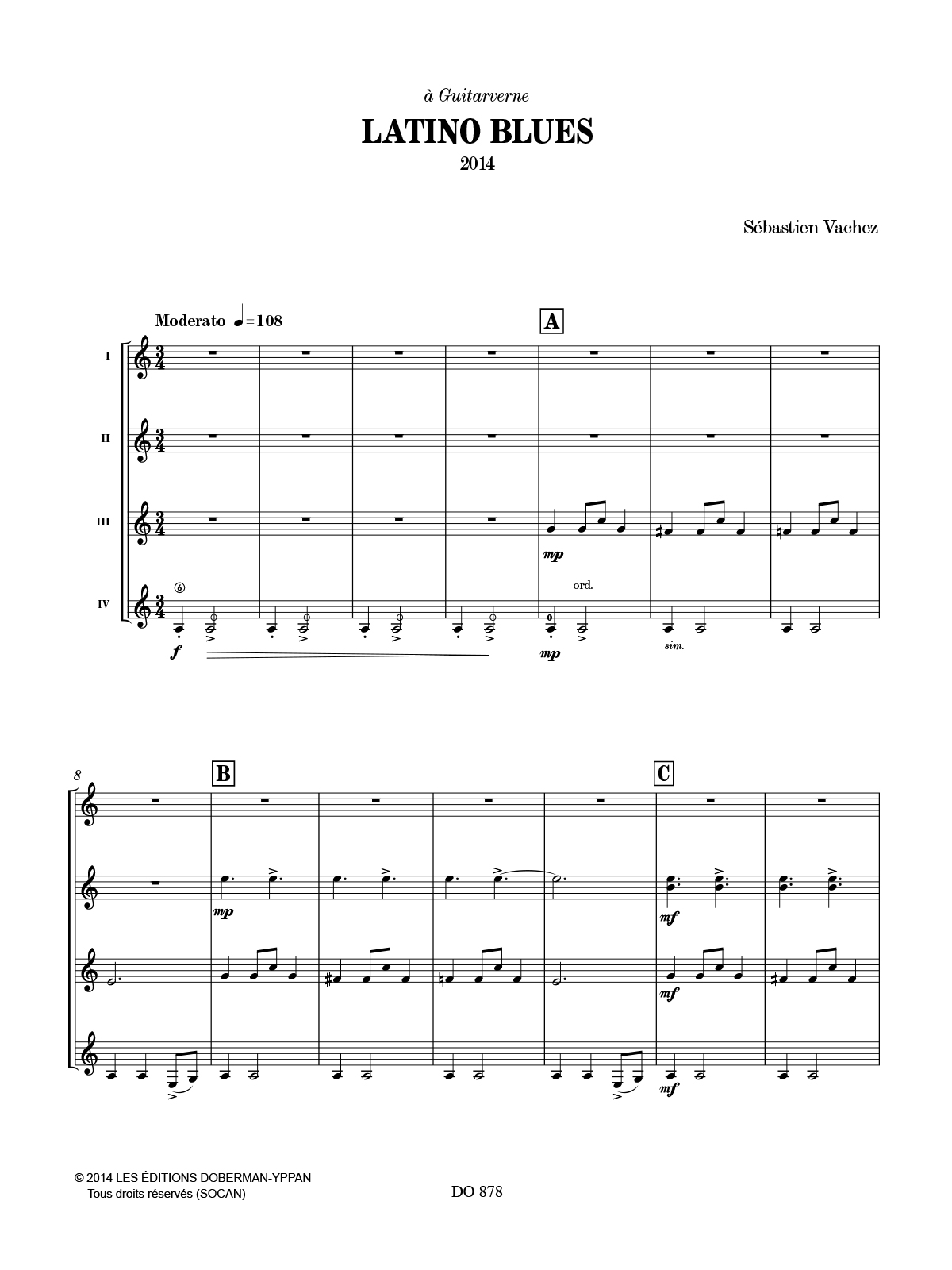 Latino Blues - Sébastien Vachez - Partition