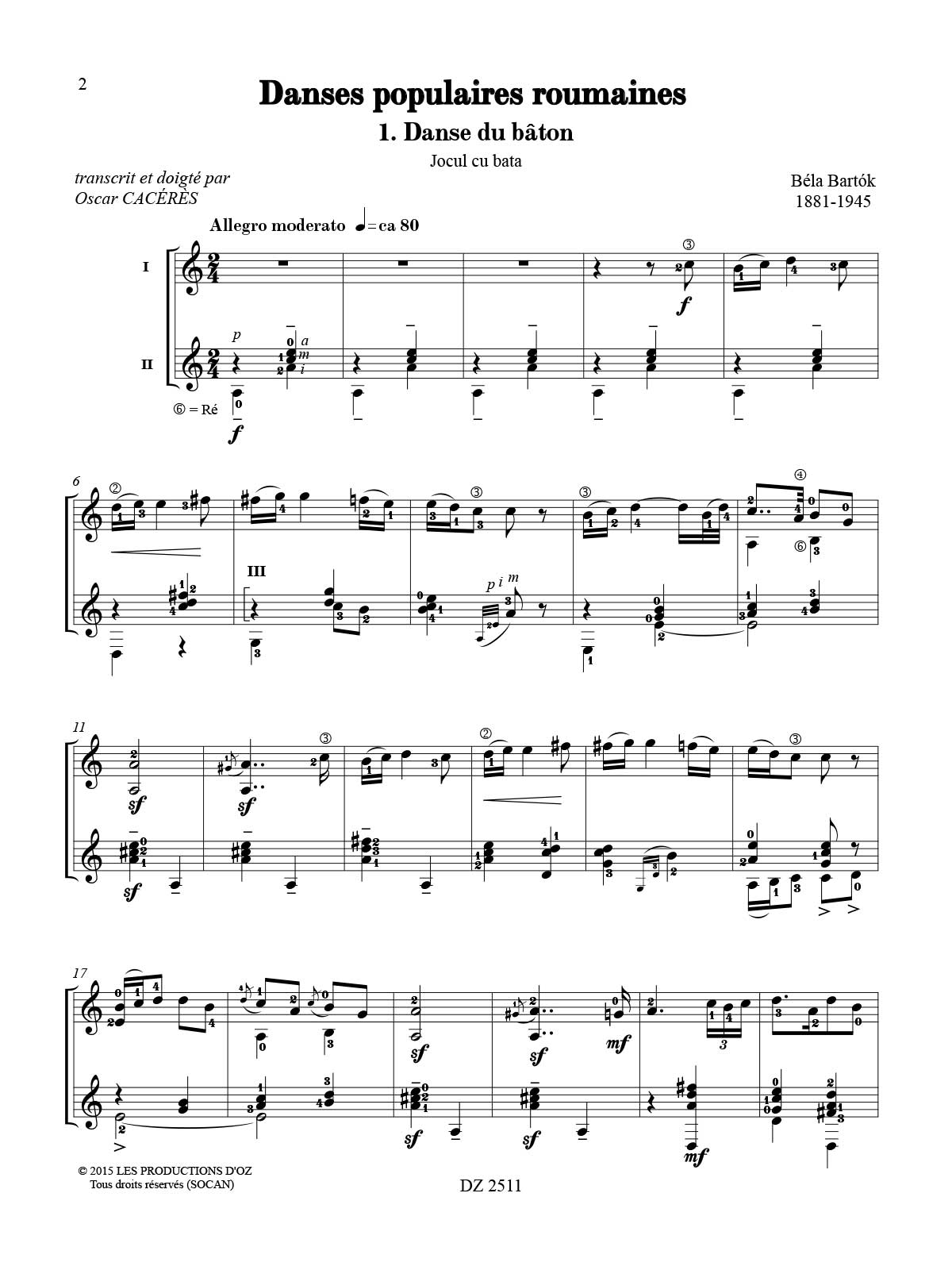 Danses populaires roumaines - BARTOK - Partition