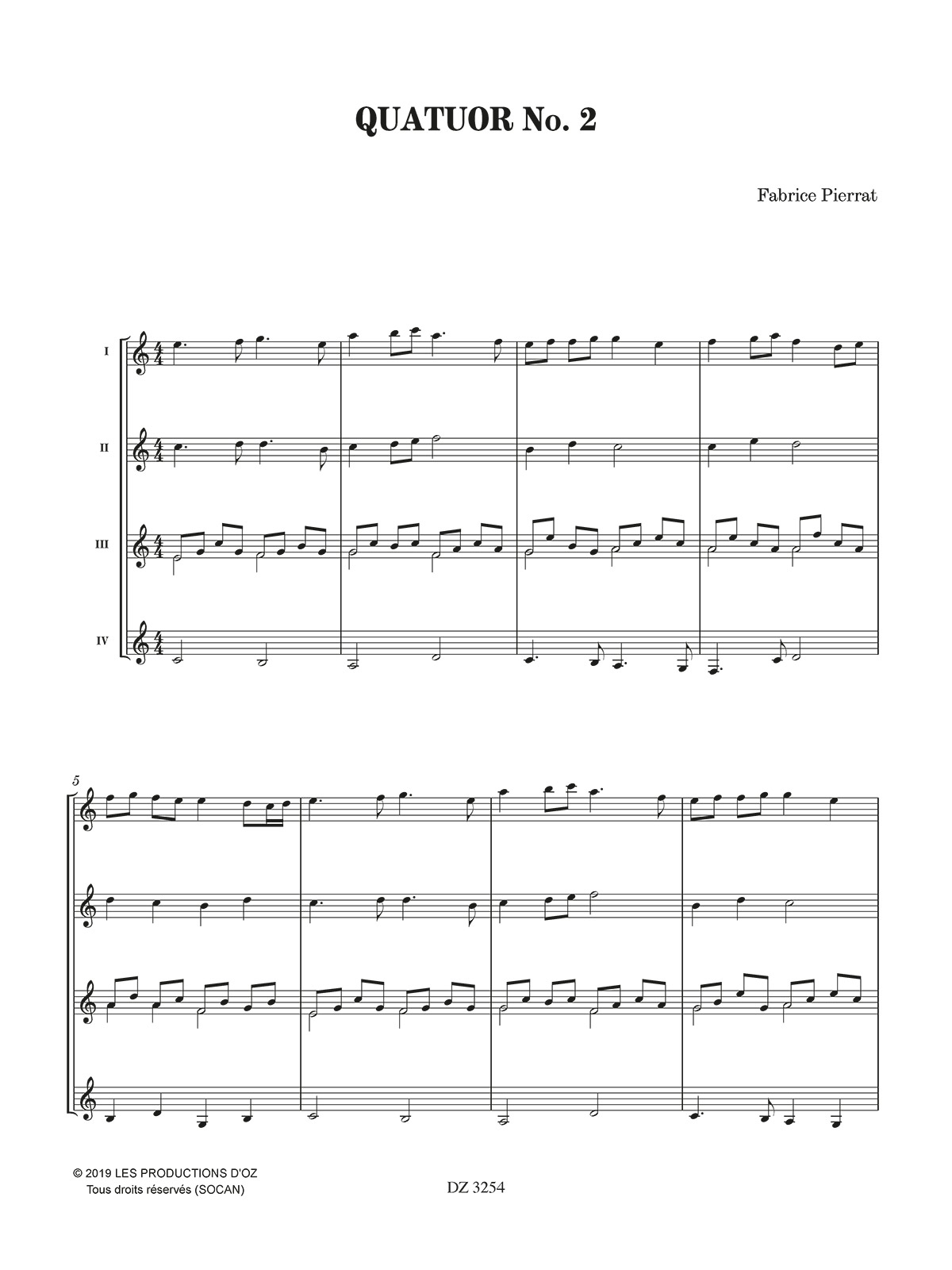 Quatuor N° 2 - Fabrice Pierrat - Partition - Guitare
