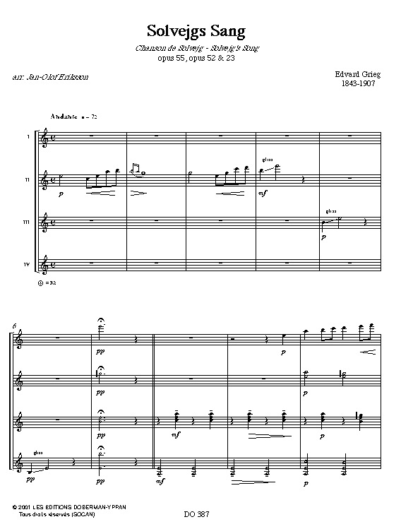 Chanson de Solveig op. 55 - Il était une fois op. 71 N° 1 - GRIEG