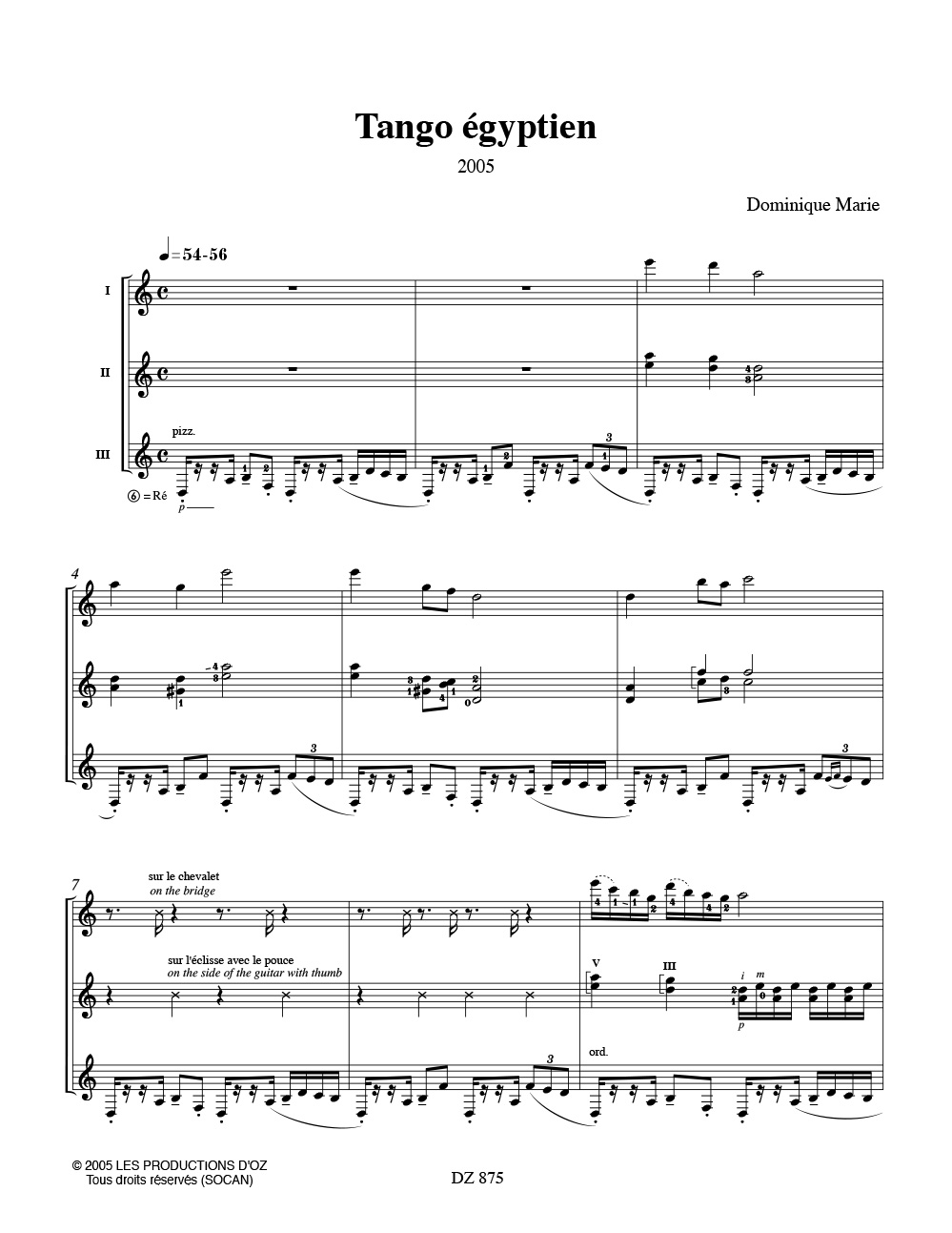 Tango égyptien - Dominique Marie - Partition - Guitare
