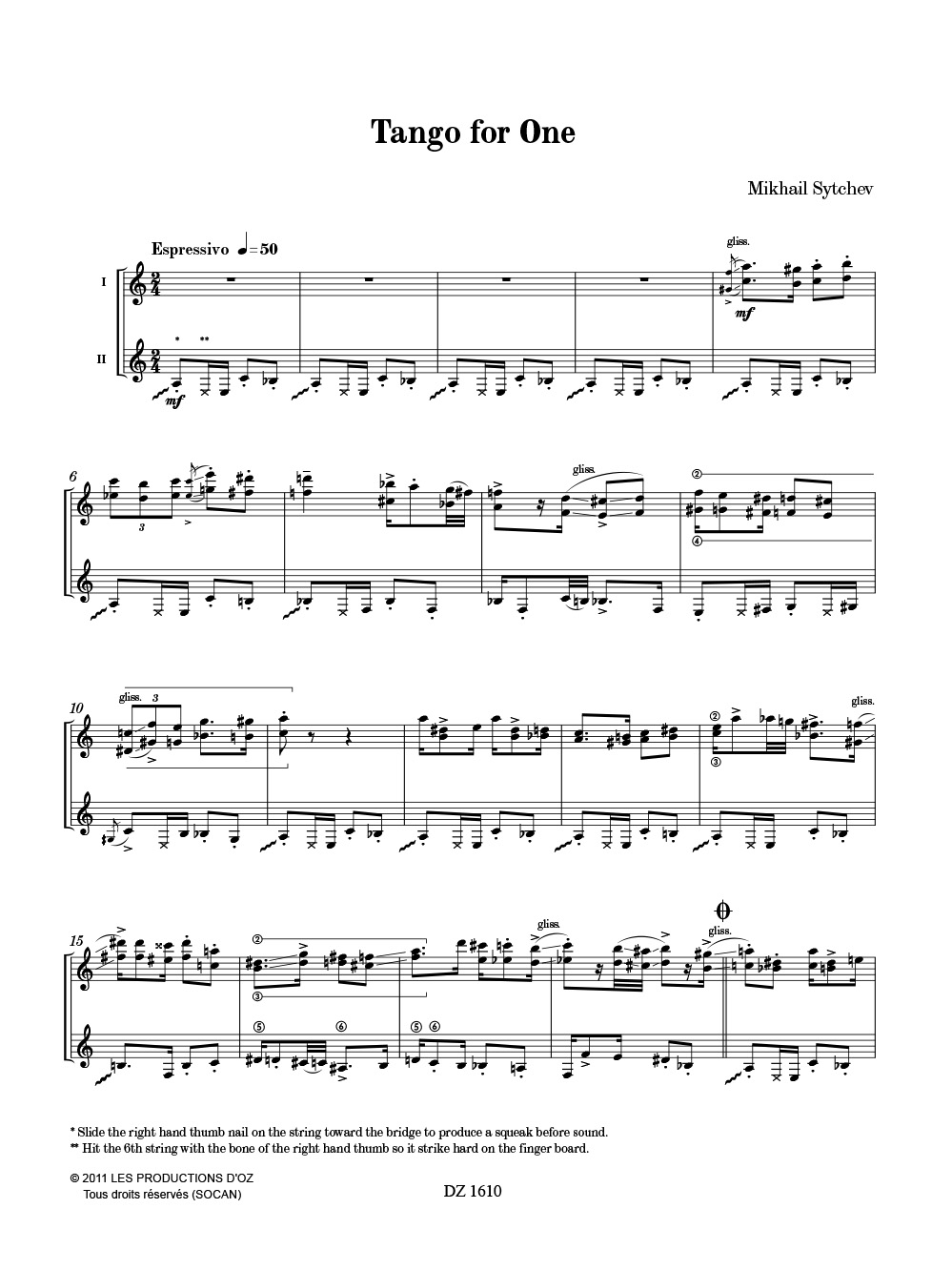 Tango for one - Mikhail SYTCHEV - Partition - Guitare