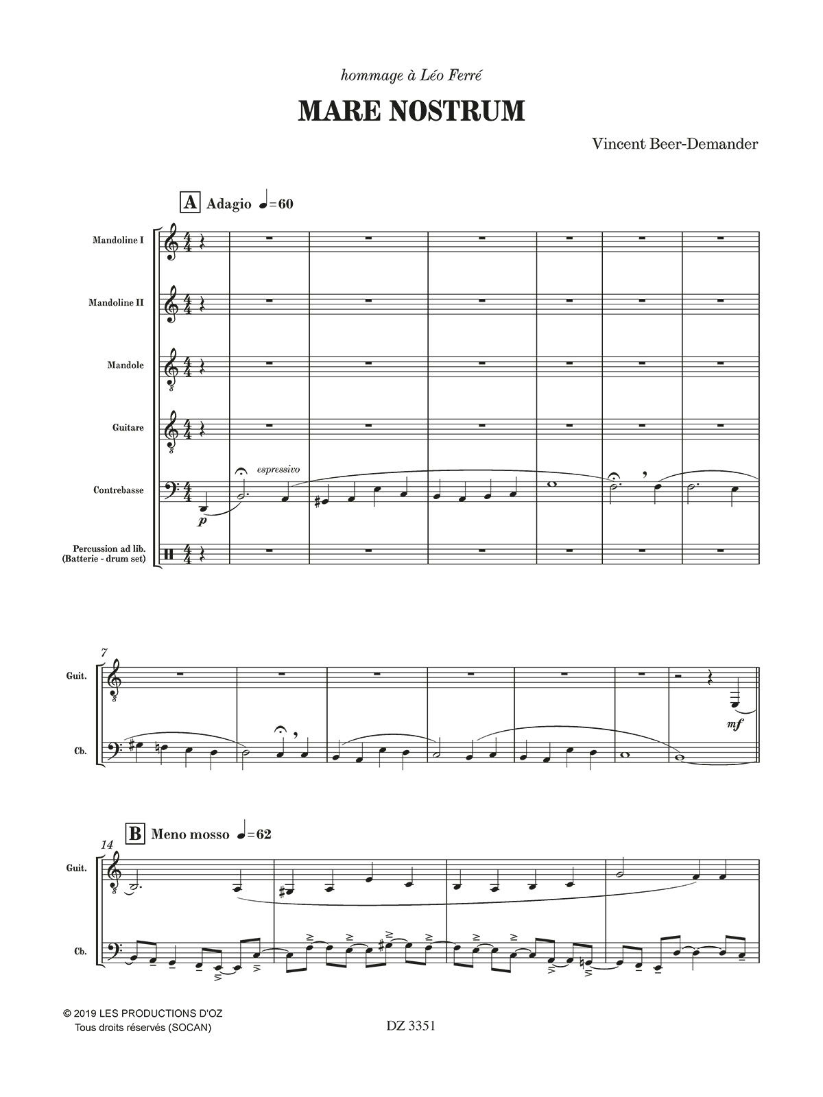 Mare nostrum - Vincent Beer-Demander - Partition