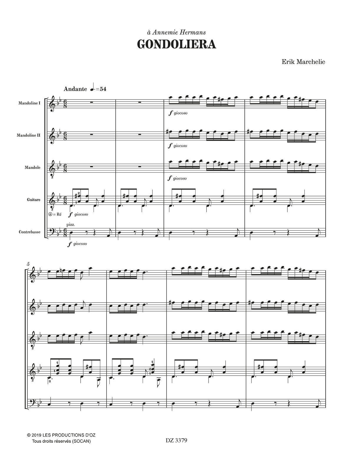 Gondeliera - Erik Marchelie - Partition