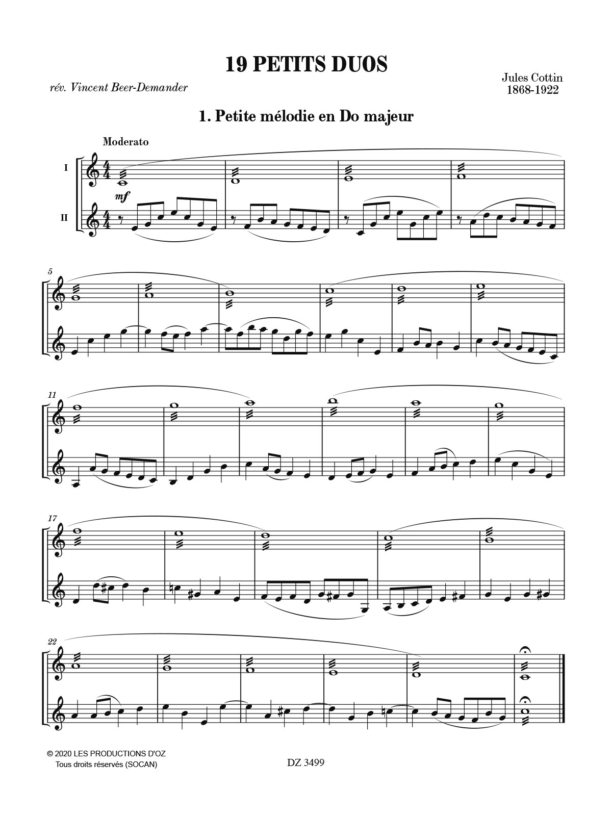 19 Petits duos - Jules COTTIN - Partition