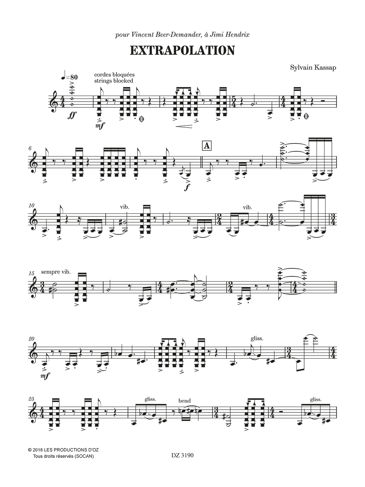 Extrapolation - Sylvain Kassap - Partition