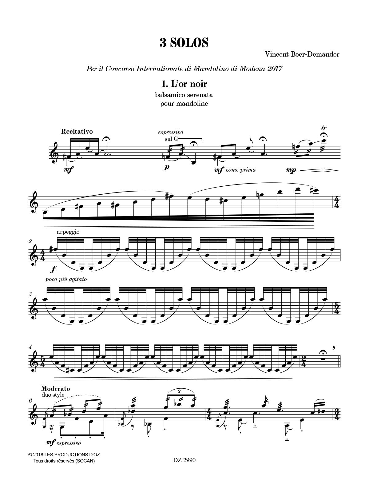 3 Solos - Vincent Beer-Demander - Partition
