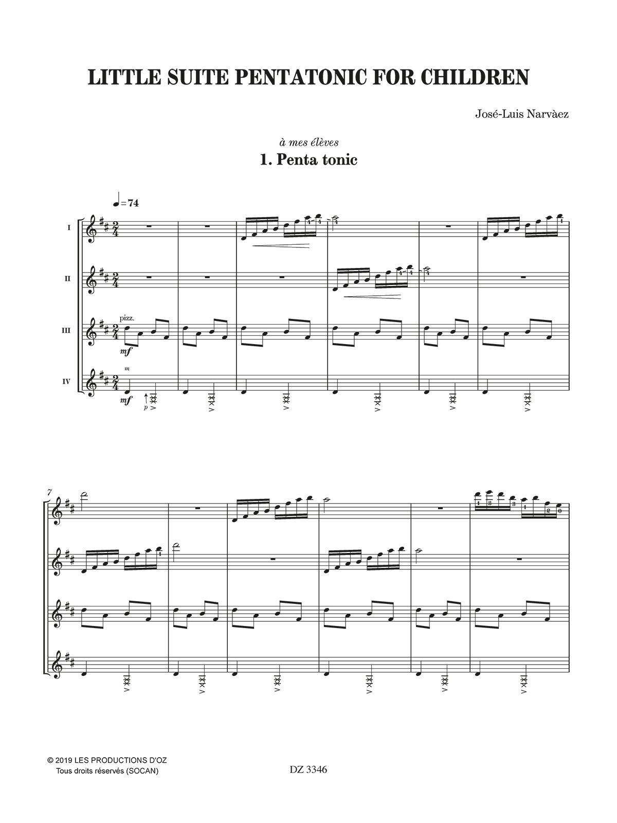 Little suite pentatonic for children - José Luis Narvaez - Partition