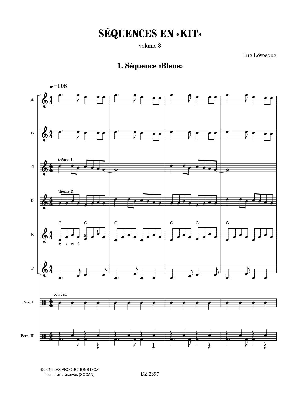 Séquences en kit pour ensemble de guitares et percussions ad lib. - Vol. 3