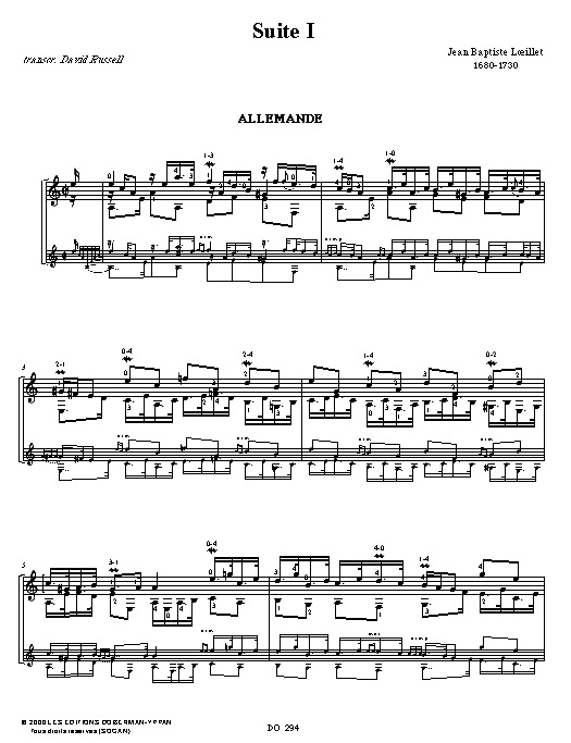 Suite n°1 - LOEILLET - Partition - Guitare