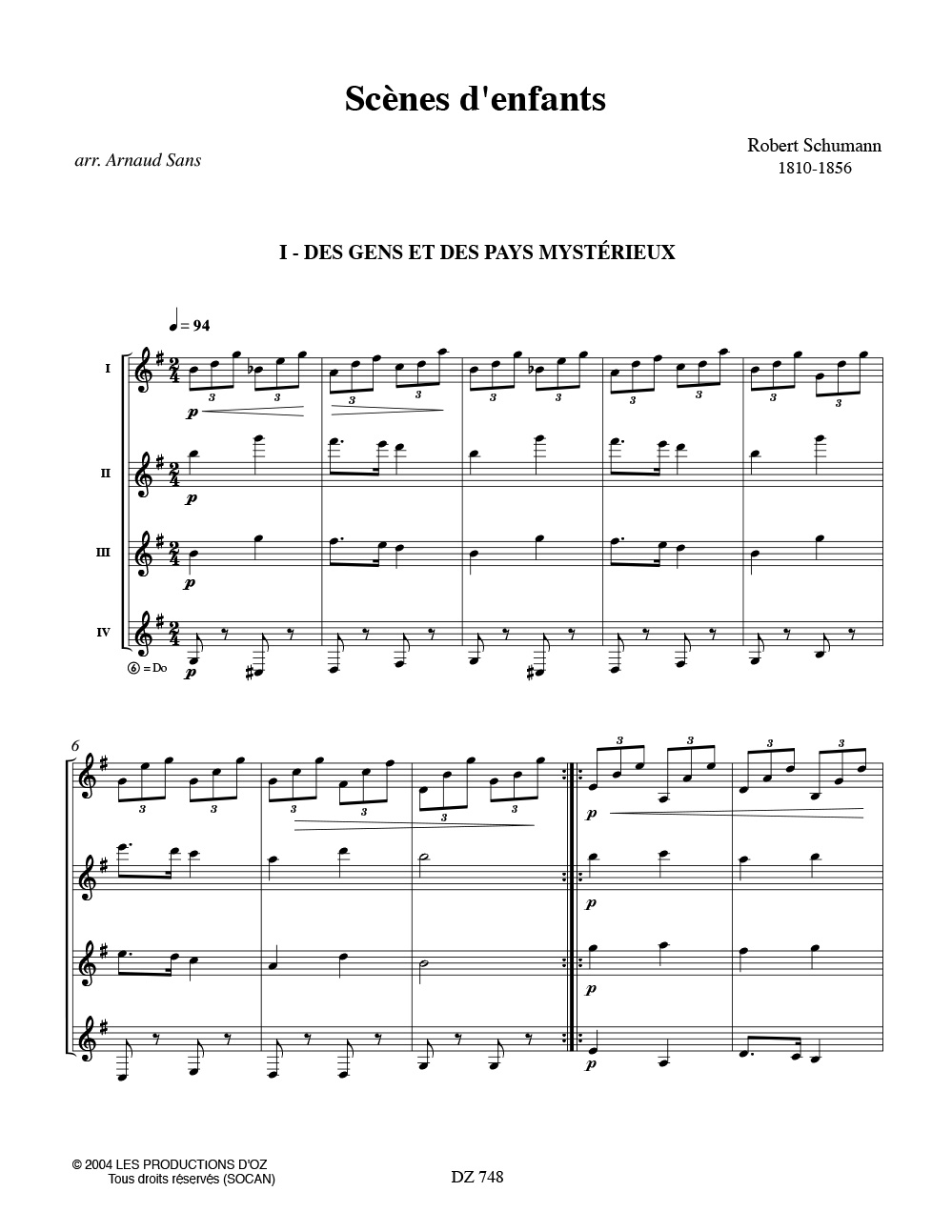 Scènes d'enfants, I-VI - Robert Schumann - Partition