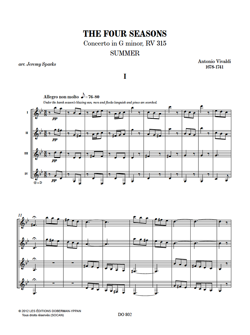 The Four Seasons - Summer - VIVALDI - Partition