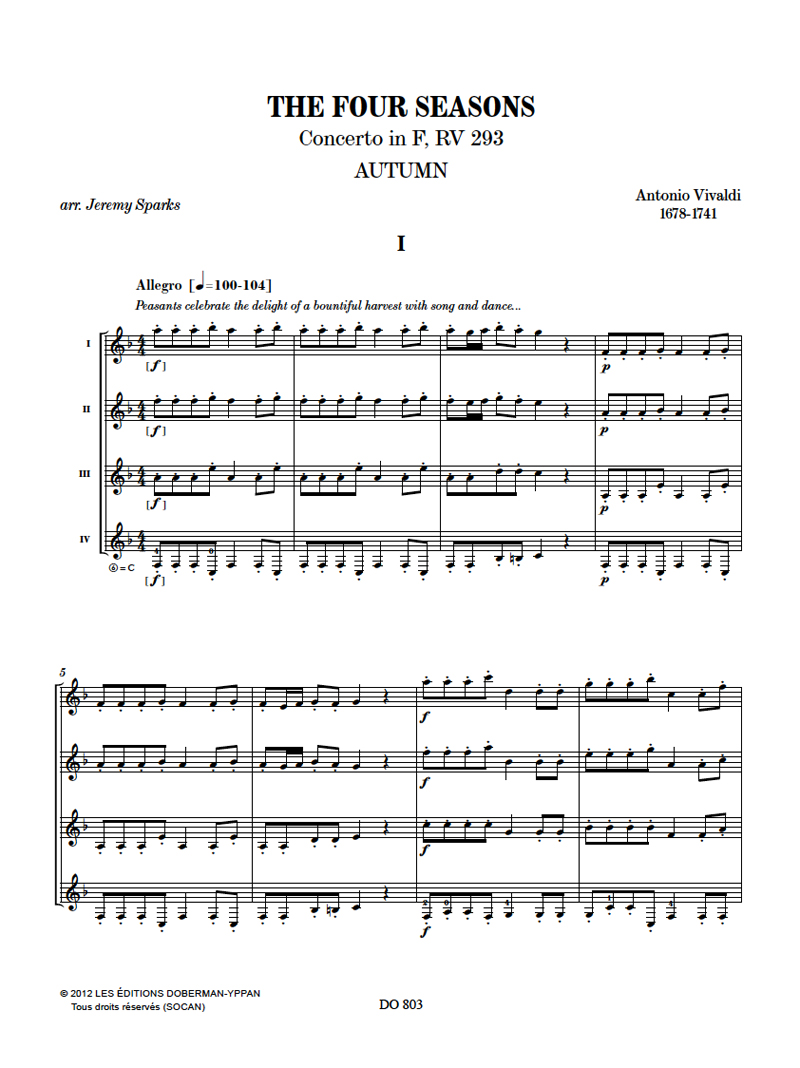 The Four Seasons - Autumn - VIVALDI - Partition