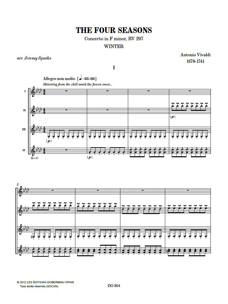 The Four Seasons - Winter - VIVALDI - Partition - Guitare