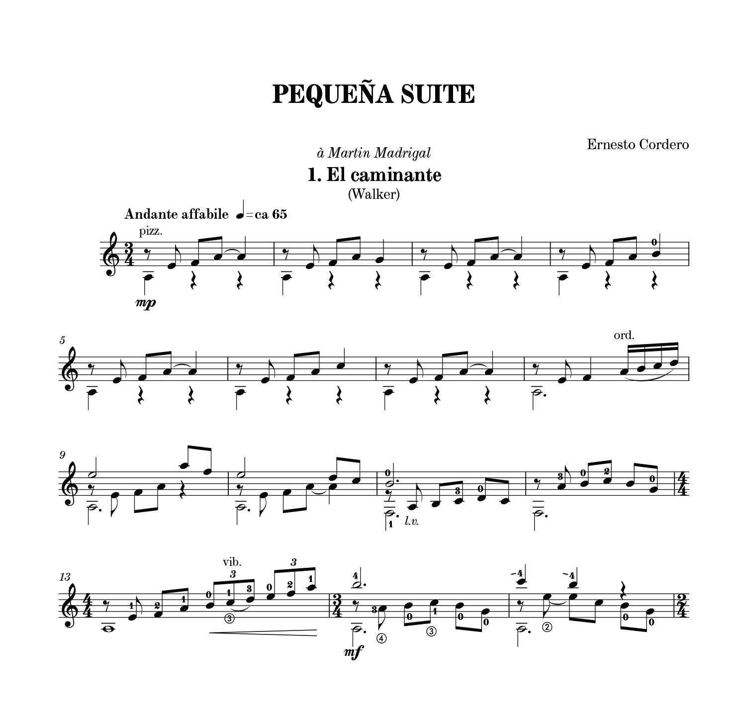 Pequeña Suite - Ernesto Cordero - Partition