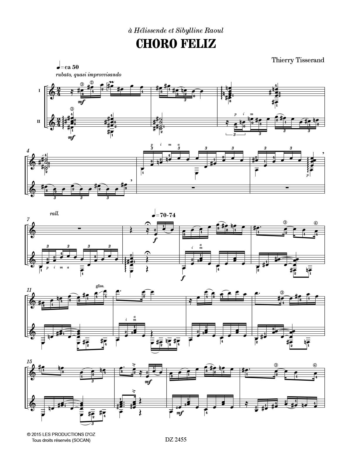 Choro Feliz - 2 Guitares - TISSERAND - Partition