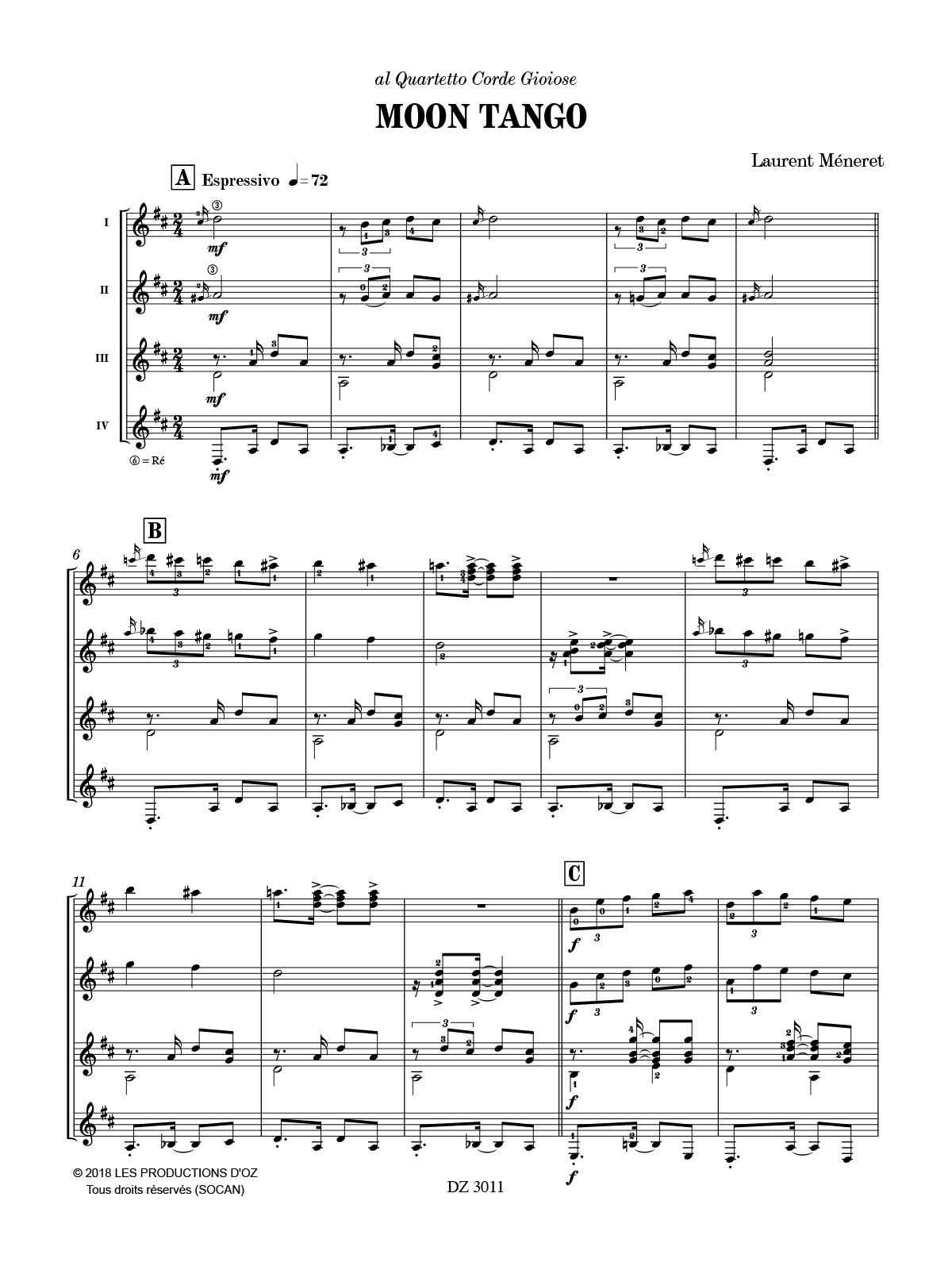 Moon Tango - Laurent Méneret - Partition