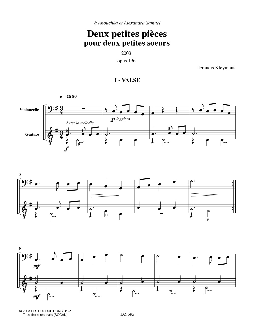 Deux petites pièces pour deux petites soeurs - Francis Kleynjans