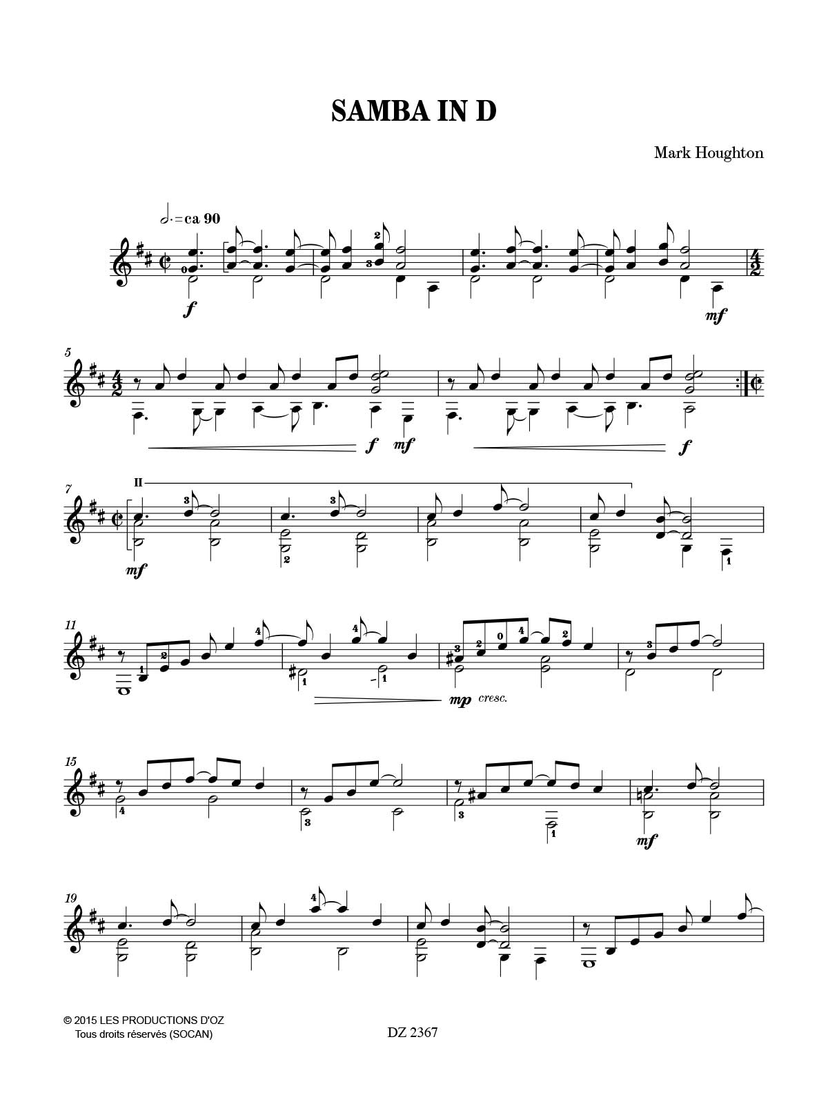 25 Sketches - Samba in D - Mark Houghton - Partition