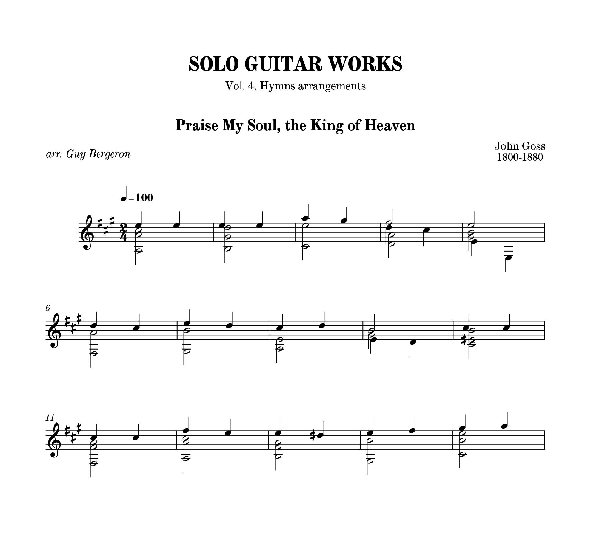 Solo Guitar Works vol. 4, Hymns arrangements - Partition