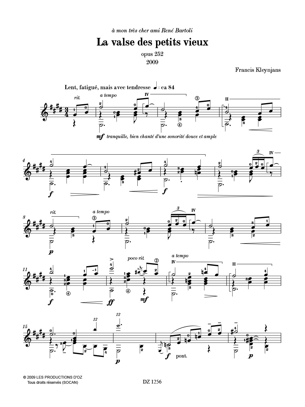 La valse des petits vieux, op. 252 - Francis Kleynjans - Partition