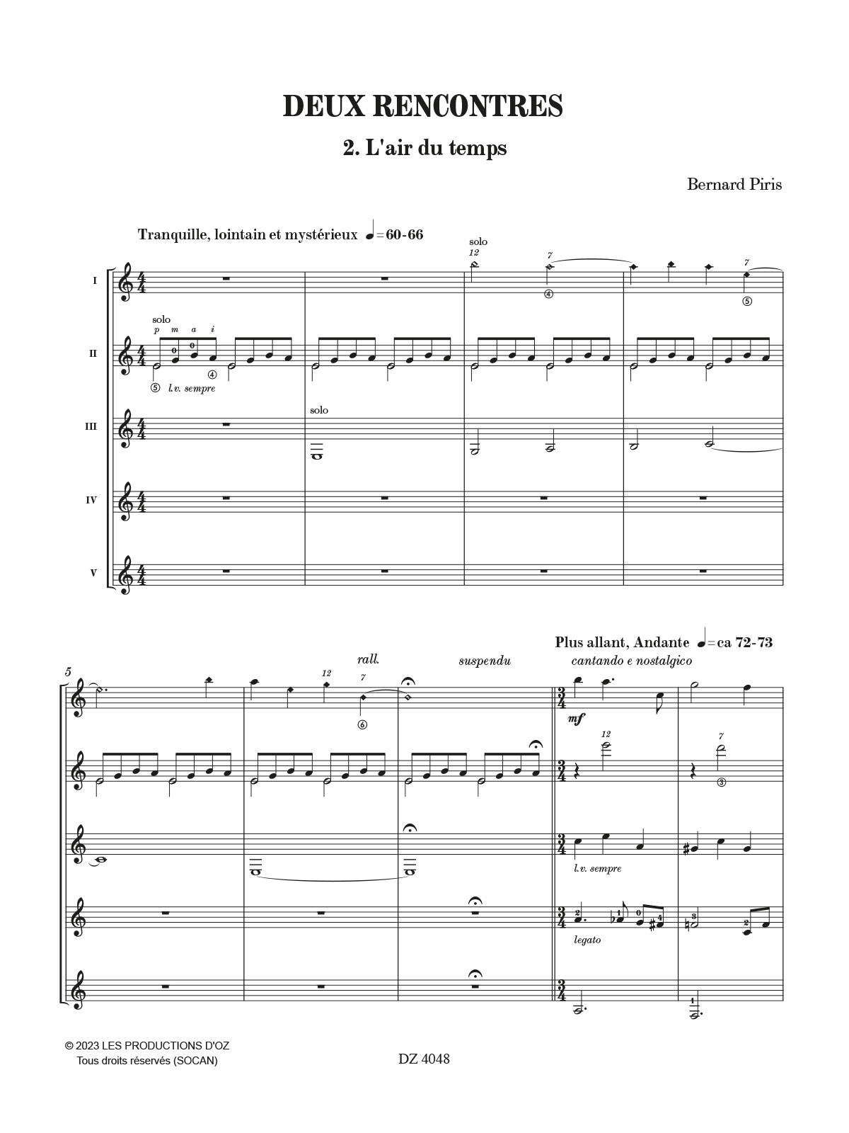 Deux Rencontres, L'Air Du Temps - Piris Bernard - Partition