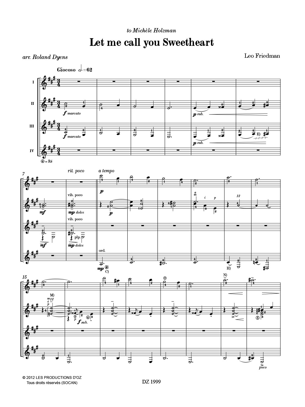 Let me call you Sweetheart - Friedman Leo - Partition