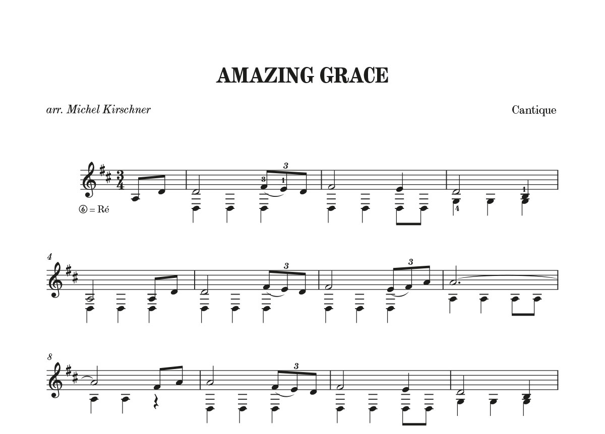 Amazing Grace - Partition - Guitare