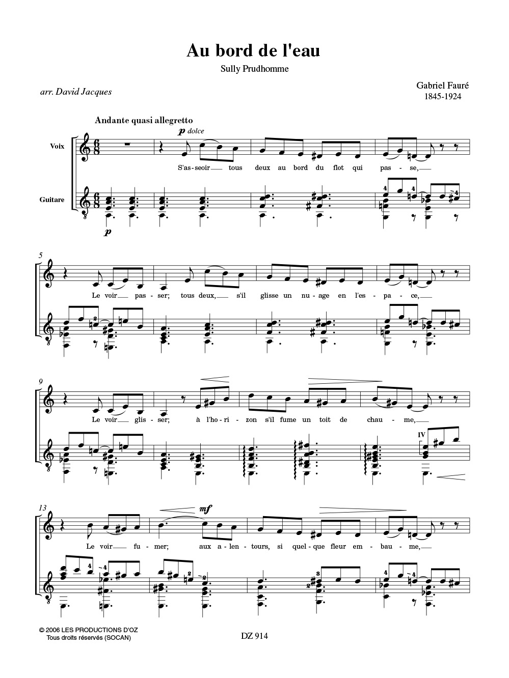 10 Mélodies - FAURÉ - Partition - Guitare