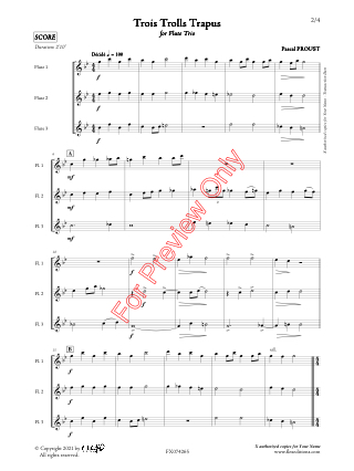 Trois Trolls trapus - 3 Flûtes - Pascal Proust - Partition