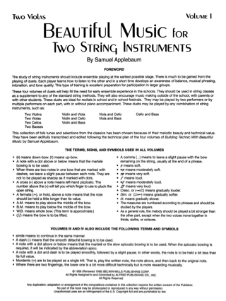 Beautiful Music For Two String Instruments - Book 1 - Samuel Applebaum
