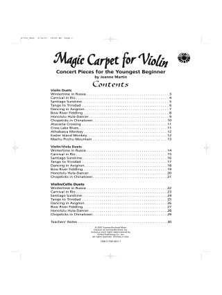 Magic Carpet for violin - Joanne Martin - Partition
