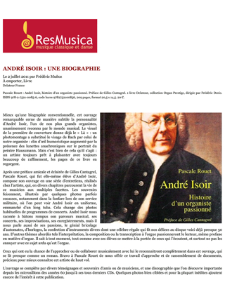André Isoir : histoire d'un organiste passionné - Pascale ROUET