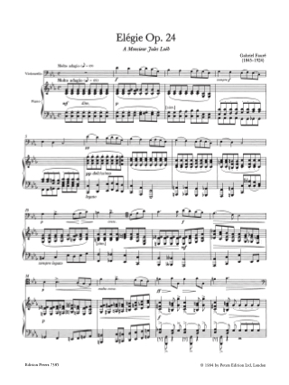 Elegie Op. 24 / Sicilienne Op. 78 - FAURÉ - Partition - Violoncelle