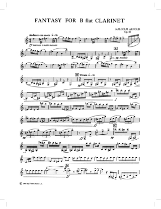Fantasy - Clarinette - Malcolm Arnold - Partition - Clarinette