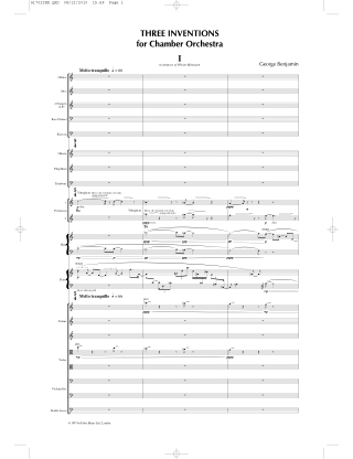Three inventions for Chamber Orchestra - George Benjamin - Partition