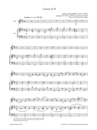 Canon In D - Violo3n - PACHELBEL - Partition - Violon