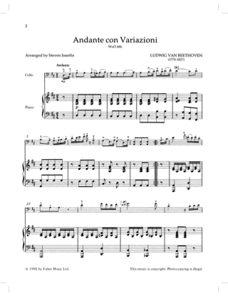 Andante con Variazioni - Violoncelle - BEETHOVEN - Partition