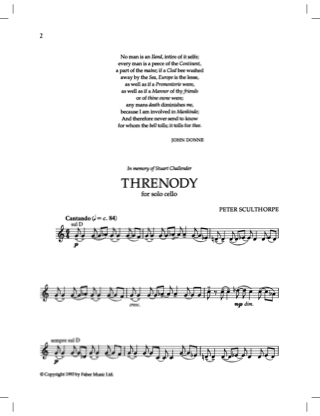 Threnody - Peter Sculthorpe - Partition - Violoncelle