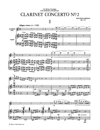 Clarinet Concerto n° 2 - Malcolm Arnold - Partition - Clarinette