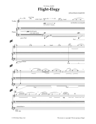 Flight Elegy - Jonathan Harvey - Partition - Violon