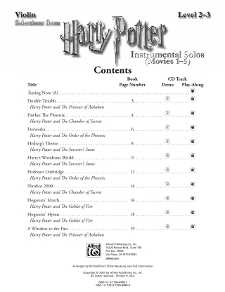 Harry Potter instrumental solos movies 1-5 - Partition - Violon