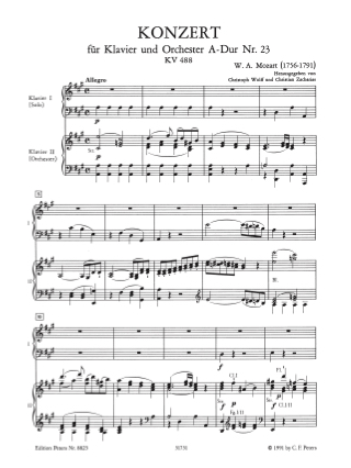 Concerto pour Piano n° 23 en La Majeur KV 488 - MOZART - Partition