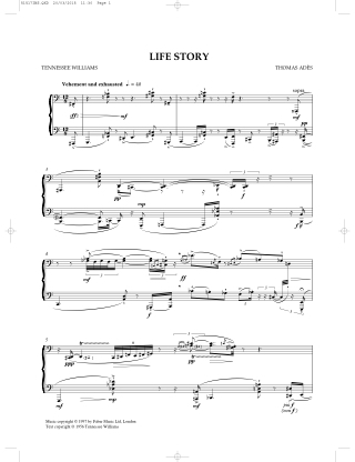 Life Story Op. 8a - Thomas Adès - Partition - Mélodies