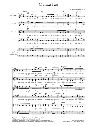 O Nata Lux - Morten Lauridsen - Partition - Chœur