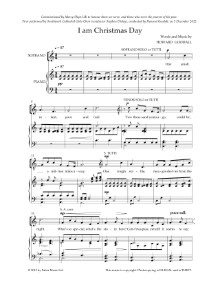 I am Christmas day - Howard Goodall - Partition - Chœur