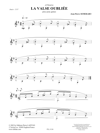 La Valse Oubliée - Jean-Pierre Semeraro - Partition - Guitare