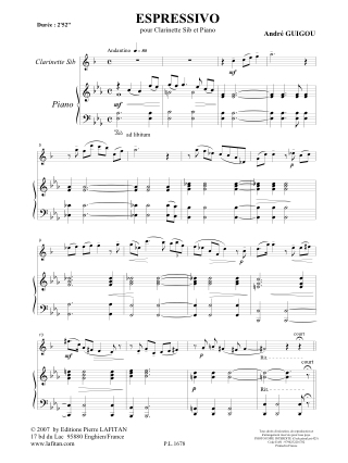 Espressivo - André Guigou - Partition - Clarinette