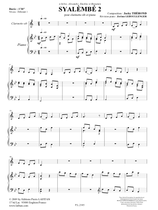 Syalembé 2 - Jacky Therond - Partition - Clarinette